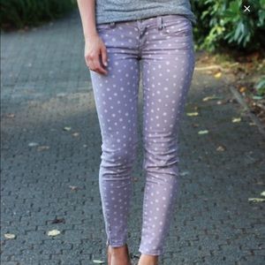 American Eagle Skinny Jeans Purple Polka Dot sz 6